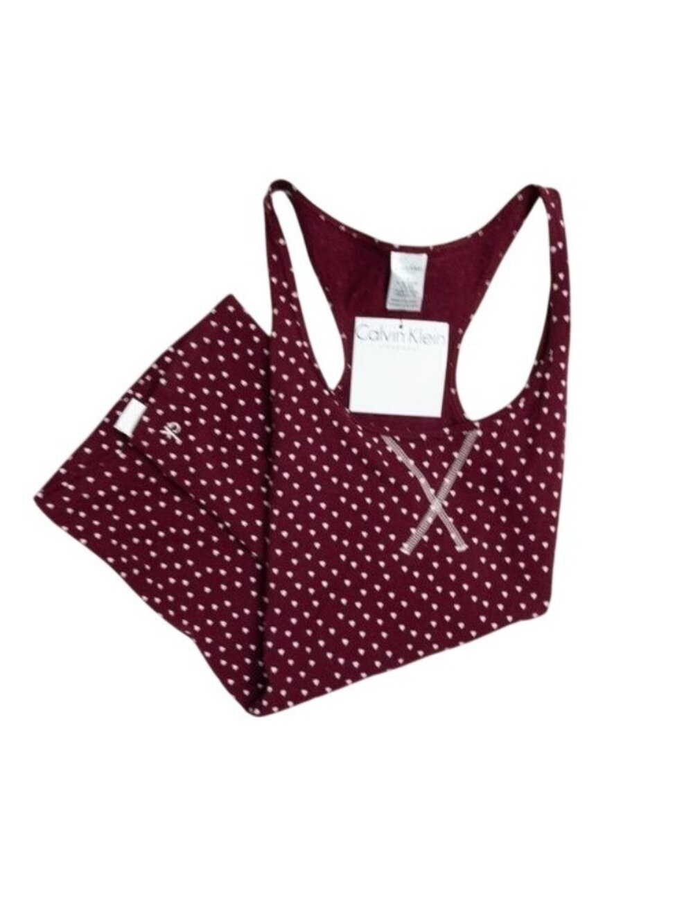 Calvin Klein Burgundy Heart Print Racerback Sleep Tank